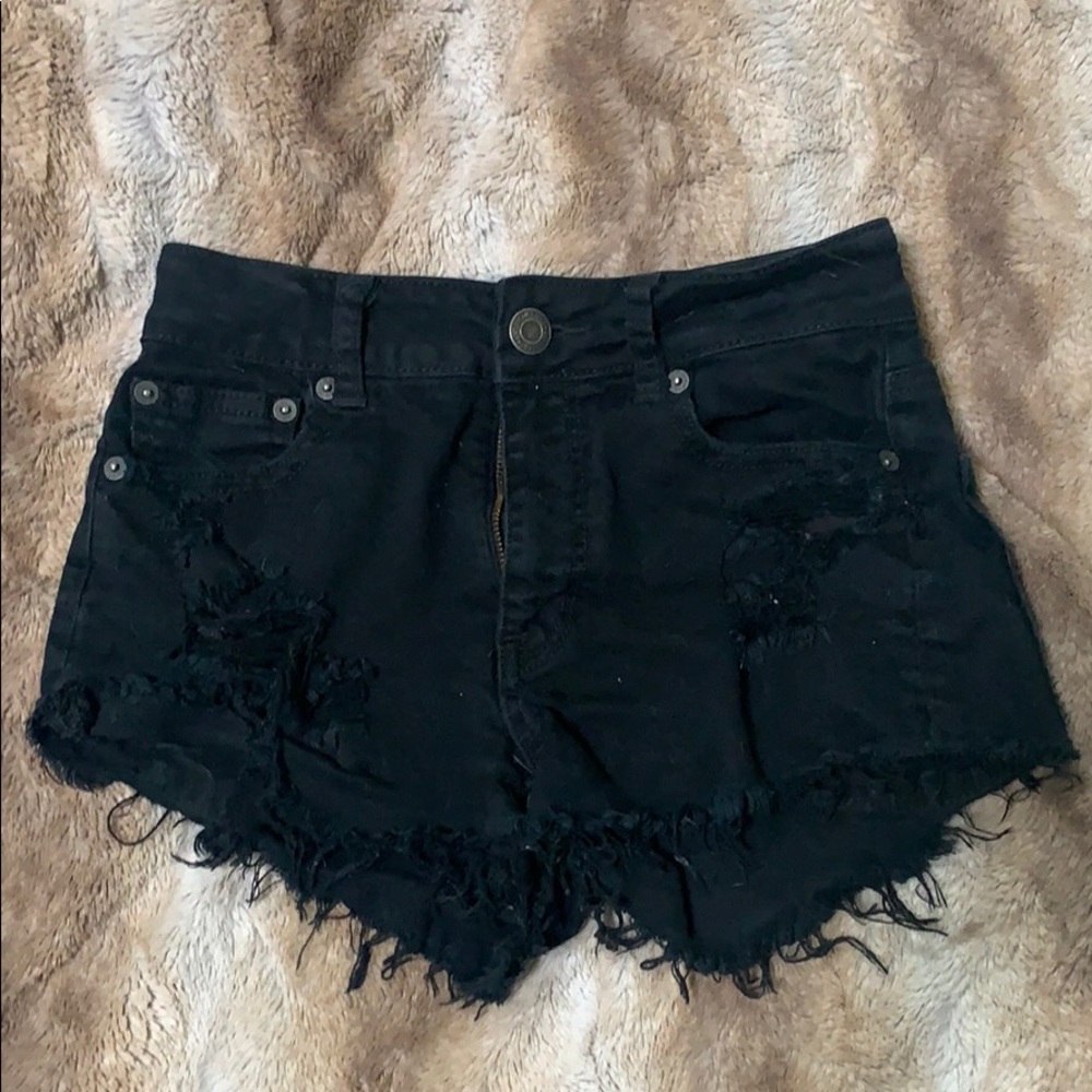 Black Distressed American Eagle Shorts
